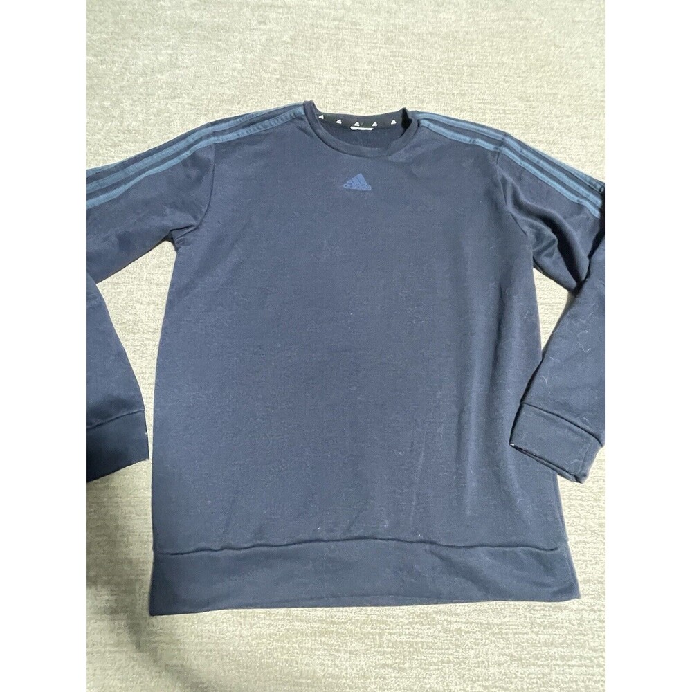 Adidas Sweatshirt Men's Large Long Sleeve Pullover 3 Stripe Fleece Crew